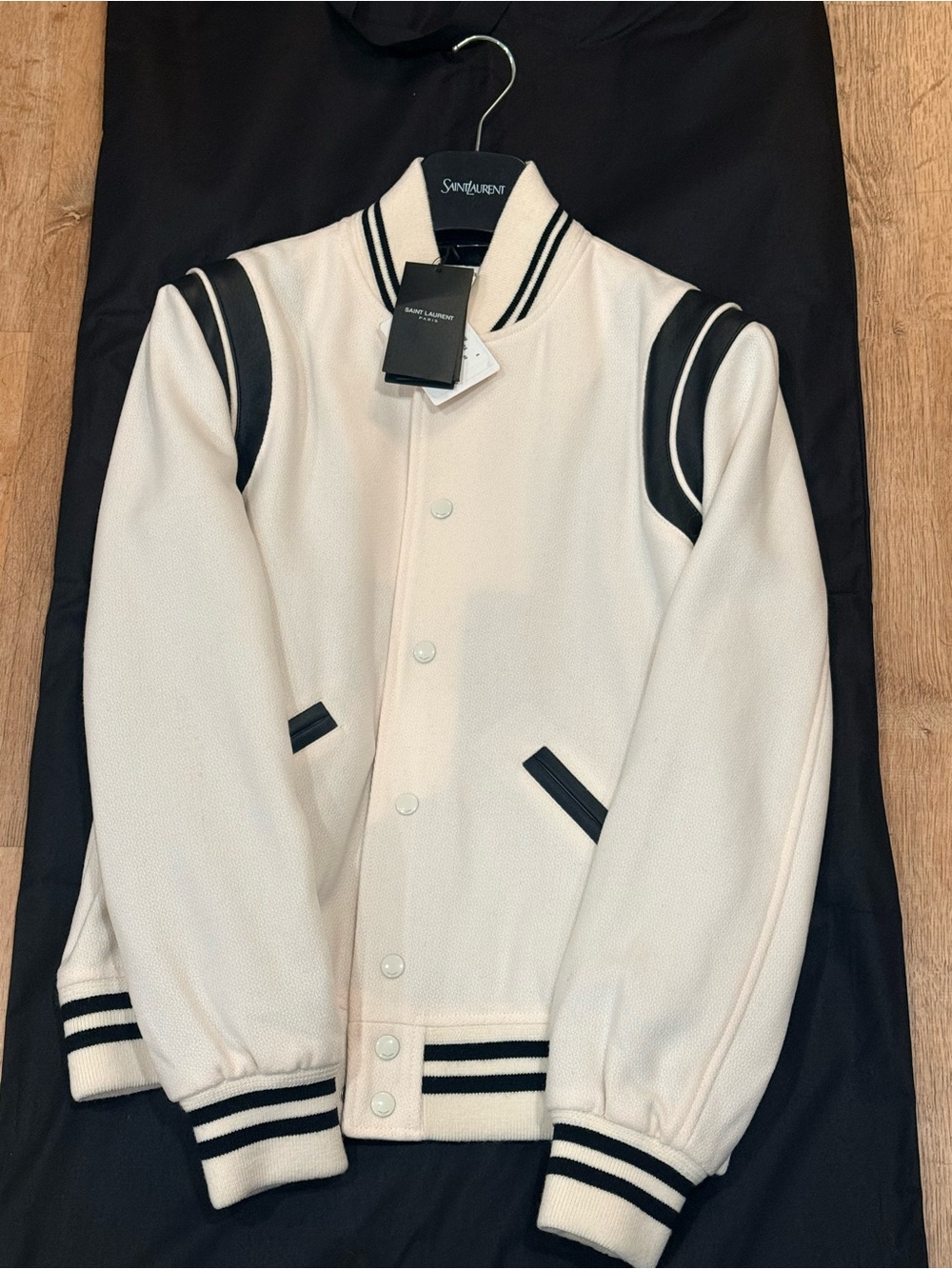 Saint Laurent Teddy Jacket Size 48 White w/tags and cover